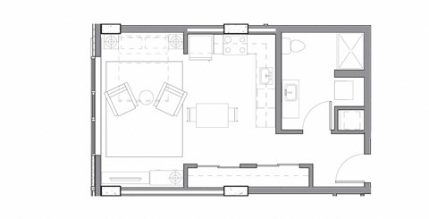 Alley 111 Luxury Apartments in Bellevue, Washington Studio Floor Plan
